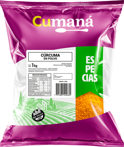 Cúrcuma en polvo sin gluten x 1kg