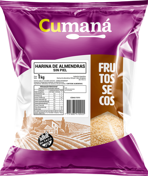 Harina de almendras sin piel sin gluten x 1kg